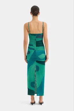 Sir the Label Frankie Gathered Midi Dress Emerald Reflection Size 12 for rent on The Volte - image 3