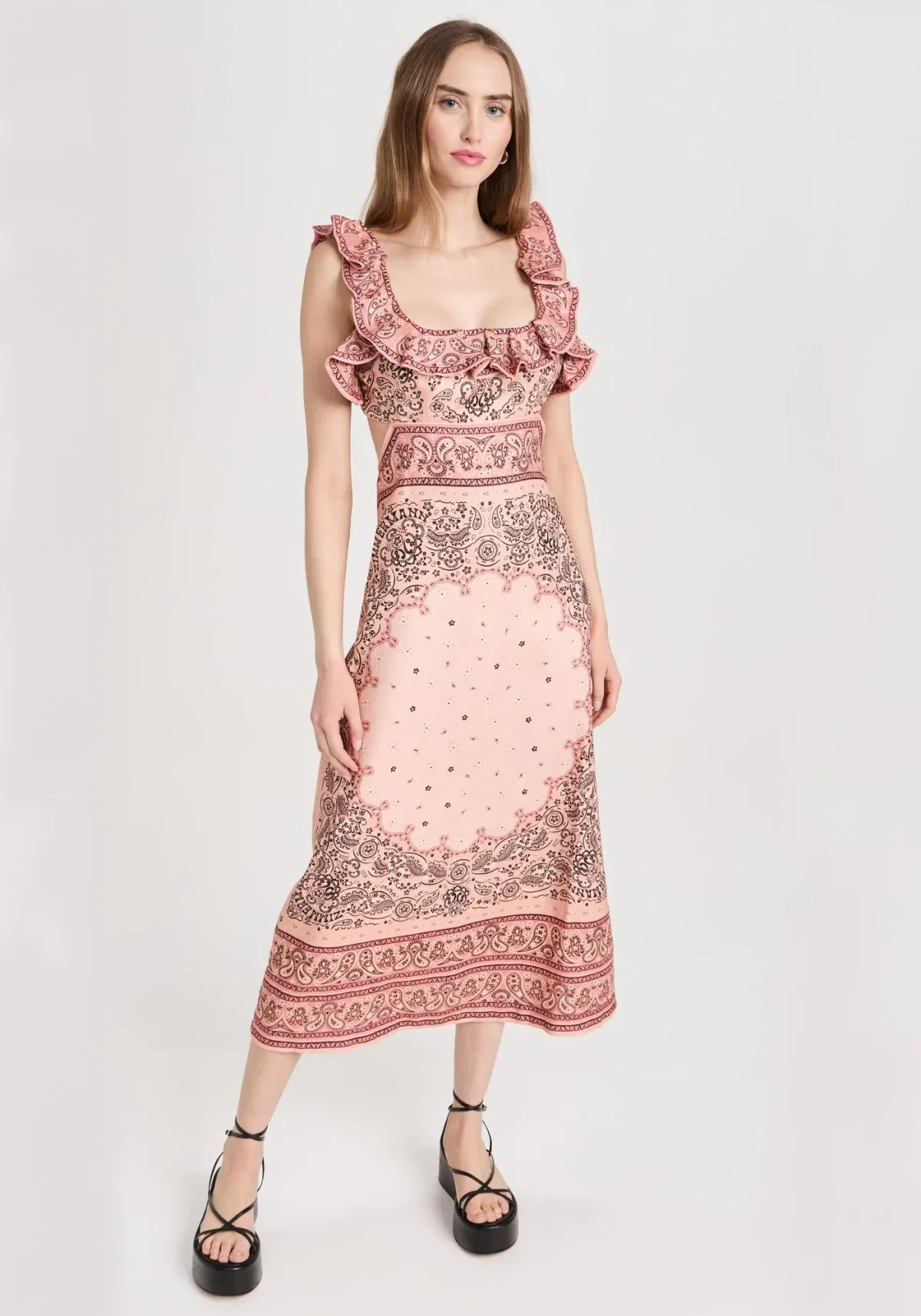 Zimmermann Matchmaker Frilled Midi in Pink Bandana Size 1/Au 10 - Image 1