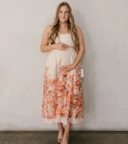Zimmermann Devi Scallop Midi Dress in Cream Floral Size 3 / AU 10-12 for rent on The Volte - image 1
