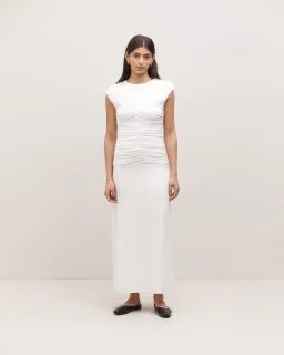 Minima Esenciales Tyler Ruched Bodice Jersey Dress White Size 10 for rent on The Volte - image 1