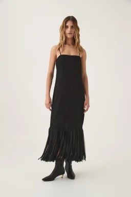 Aje Arris Fringed Maxi Dress Black Size 8  for rent on The Volte - image 2