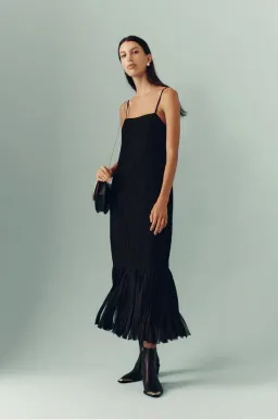 Aje Arris Fringed Maxi Dress Black Size 8  for rent on The Volte - image 1
