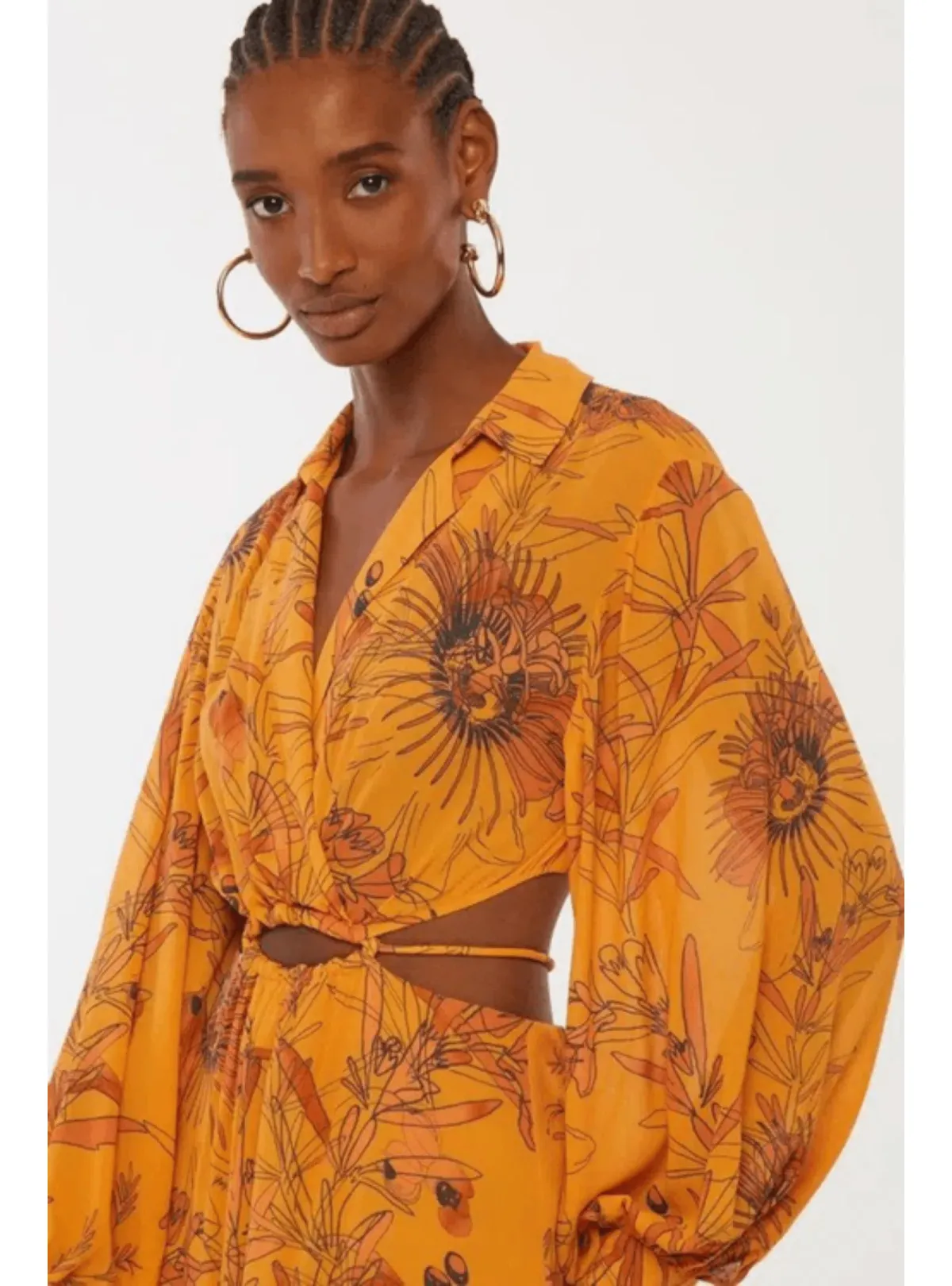 Animale Drawstring Midi Dress Orange Size AU 10 - Image 2