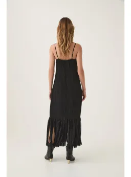 Aje Arris Fringed Maxi Dress in Black Size AU 14 for rent on The Volte - image 4