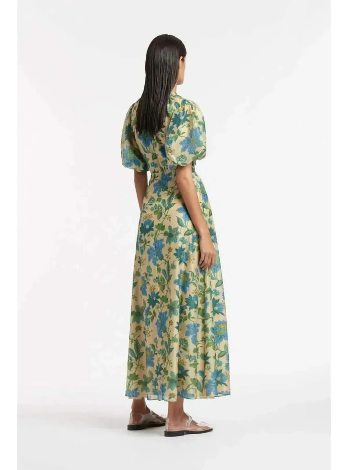 Sir the Label Celia Puff Sleeve Midi Dress Blue Size AU 6 - Image 2