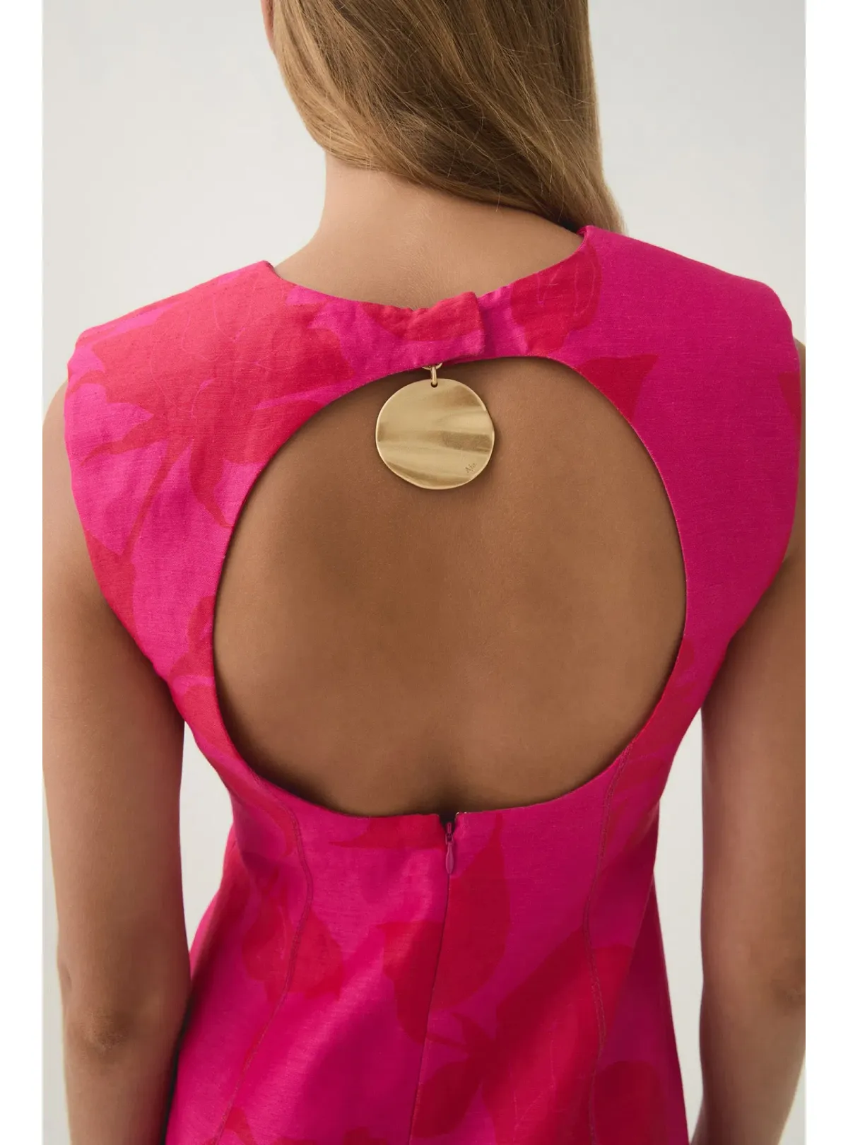 Aje Cove Pendant Mini Dress Florescent Rose Size AU 10 - Image 3