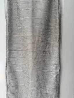 Herve Leger Sweetheart Banded Foil Gown Silver in Size XS/AU 6 for rent on The Volte - image 3