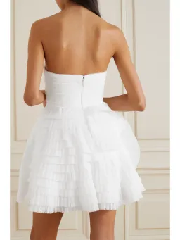 Aje Expressive Pleated Mini Dress Ivory Size 8 for rent on The Volte - image 3