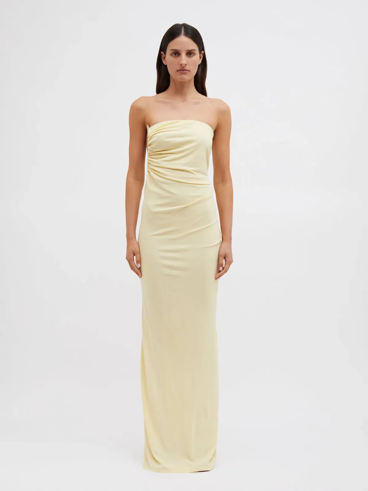 Christopher Esber Odessa Arced Side Strapless Gown Butter Size 6 - Image 1