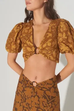  Hansel And Gretel Greer Top And Freya Skirt Set In Gold Leaf Size Xs / Au 6 for rent on The Volte - image 4