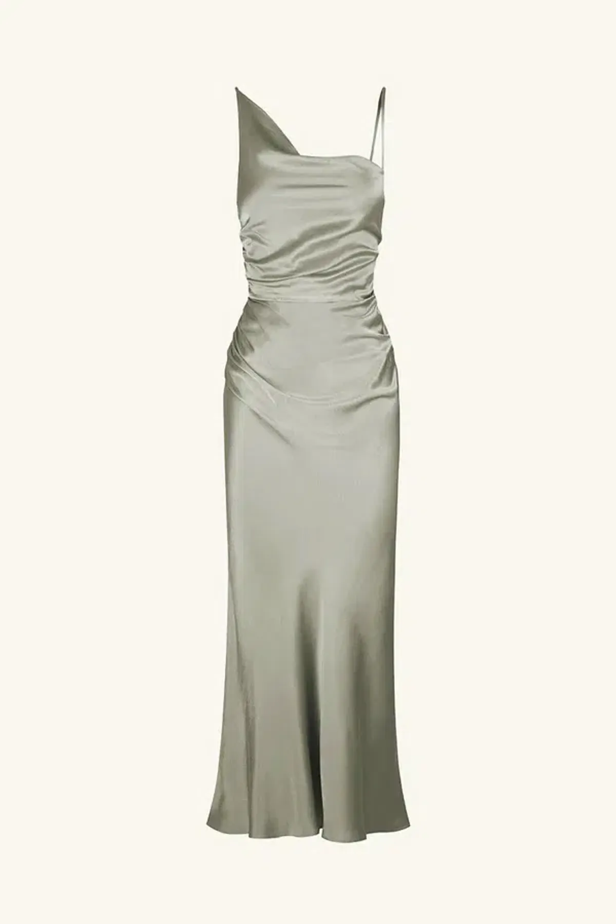 Shona Joy La Lune Asymmetrical Bias Cowl Midi Dress Sage Size 8 - Image 5