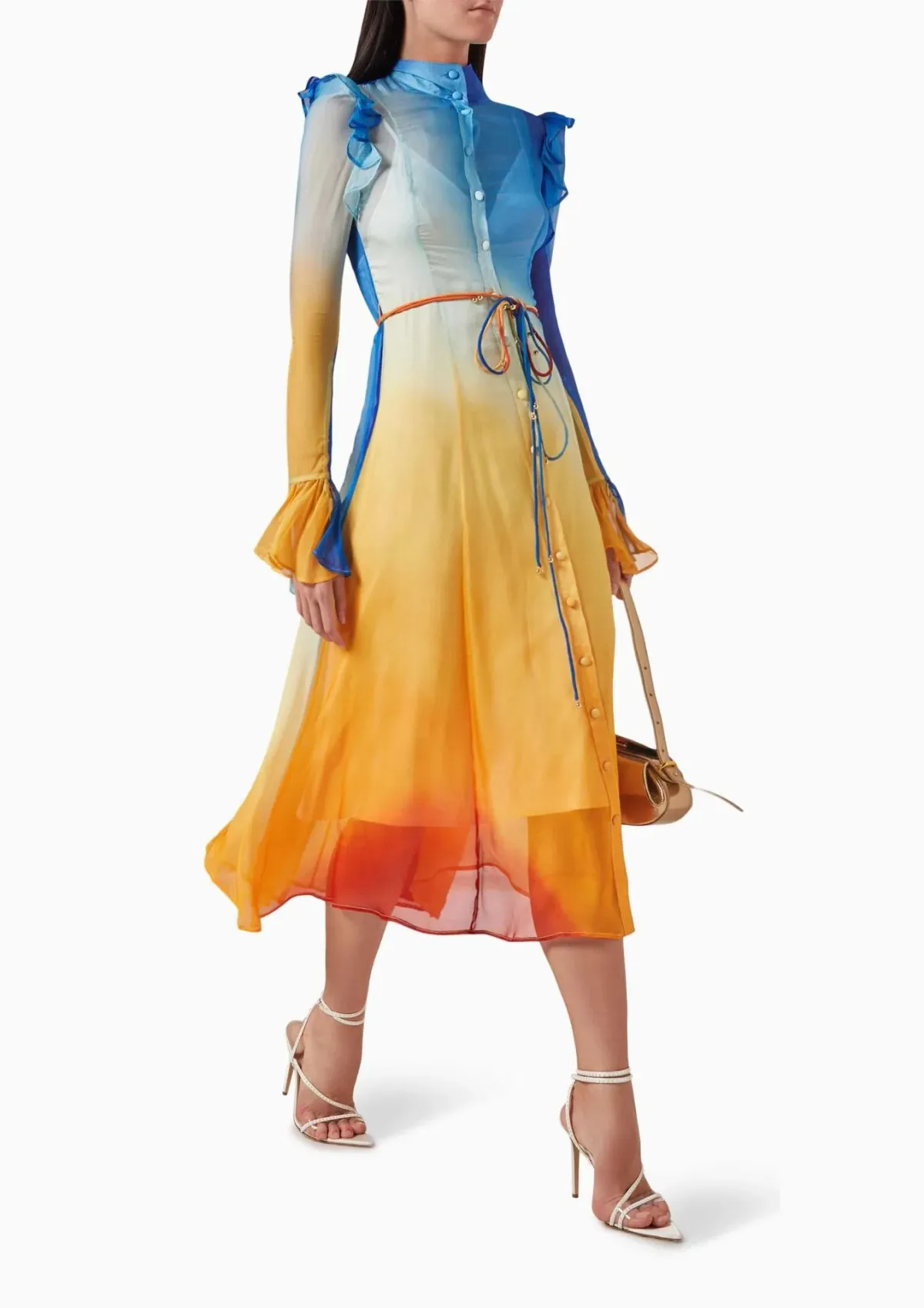 Leo Lin Katrina Butterfly Sleeve Midi Dress Enigma Size 8 - Image 1