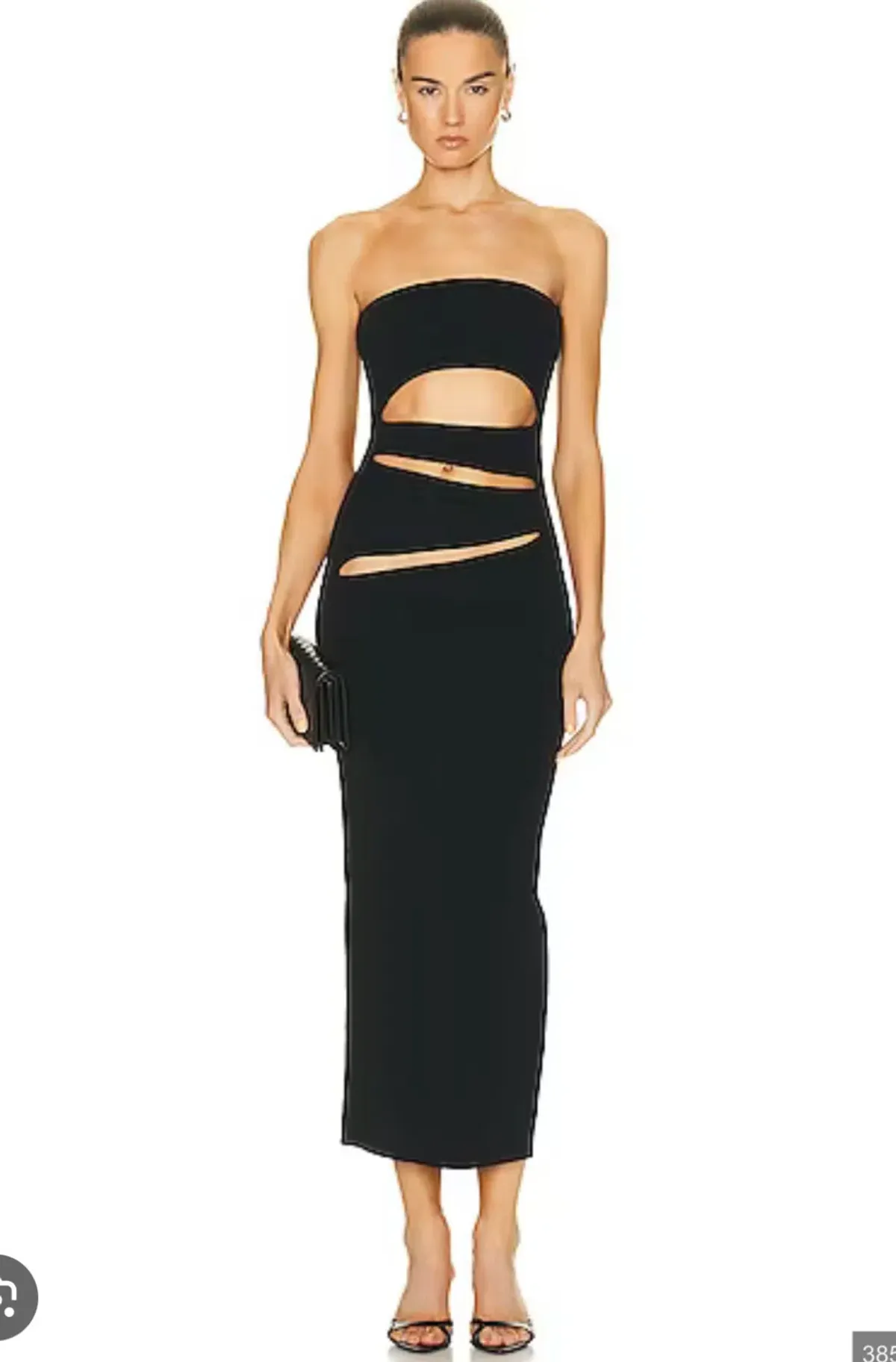 Christopher Esber Slashed Knit Strapless Dress Black Size XXS/Au 4 - Image 3