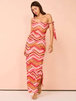 Issy Panelled Maxi Dress In Chevron Print Size 8 for rent on The Volte - image 1