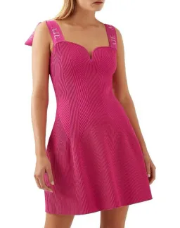 Aje Amber Knit Tie Shoulder Mini Dress in Fuchsia Size XS / AU 6 for rent on The Volte - image 2