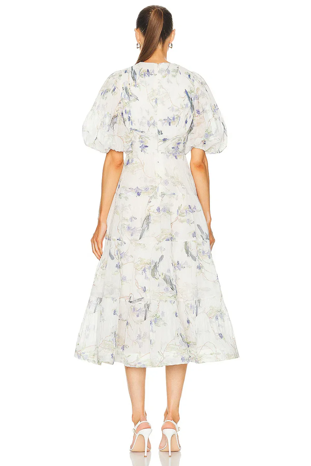 Zimmermann Pleated Midi Dress Blue Birds Size 3 / AU 14 - Image 3