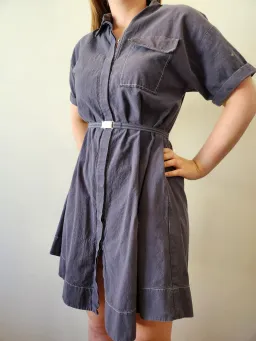 Cue Button Up Dress with Belt Navy Size 8 for rent on The Volte - image 3