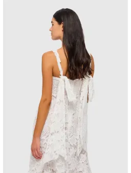 Leo Lin Iris Lace Ruched Bust Midi Dress White Size 8 for rent on The Volte - image 3