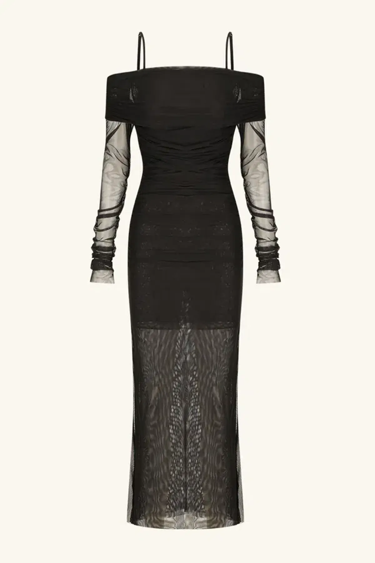 Shona Joy Mira Long Sleeve Off Shoulder Midi Dress Black Size 8 - Image 3