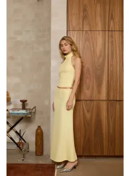 With Harper Lu Textured Halter Set in Limoncello Size AU 8 for rent on The Volte - image 2