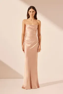 Shona Joy La Lune Lace Back Maxi Dress Desert Rose size 12  for rent on The Volte - image 1