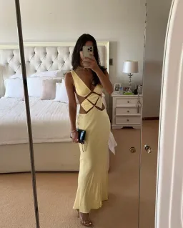 Bec & Bridge Agathe Diamond Dress Butter Yellow Size 8 for rent on The Volte - image 4