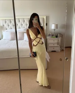 Bec & Bridge Agathe Diamond Dress Butter Yellow Size 8 for rent on The Volte - image 3