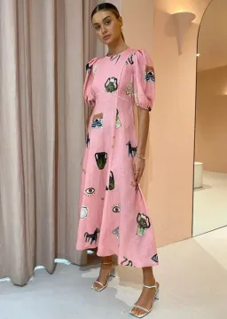 Alemais Cleo Midi Dress Pink Size 8  for rent on The Volte - image 5