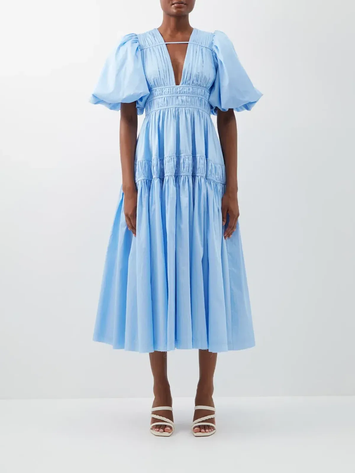 Aje Fallingwater Gathered Midi Dress Light Blue Size L / AU 12 - Image 2