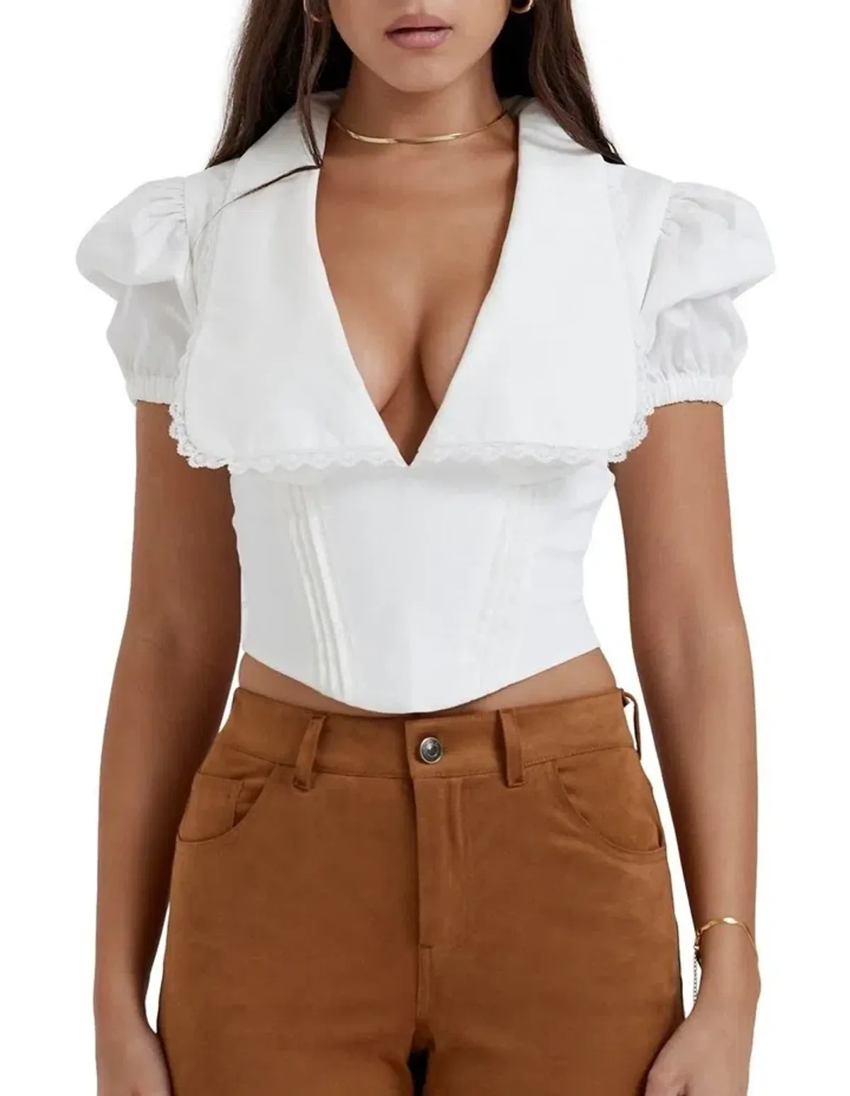 House of CB Augusta Pin Tuck Top White Size S / AU 8 - Image 2
