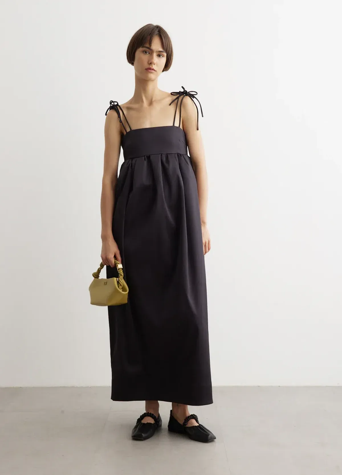 Ganni Sleeveless Satin Maxi Dress Black Size 6 - Image 1