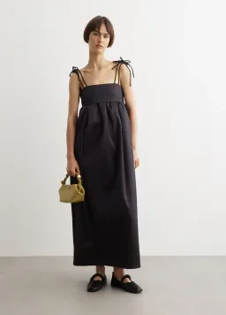 Ganni Sleeveless Satin Maxi Dress Black Size 6 for rent on The Volte - image 1
