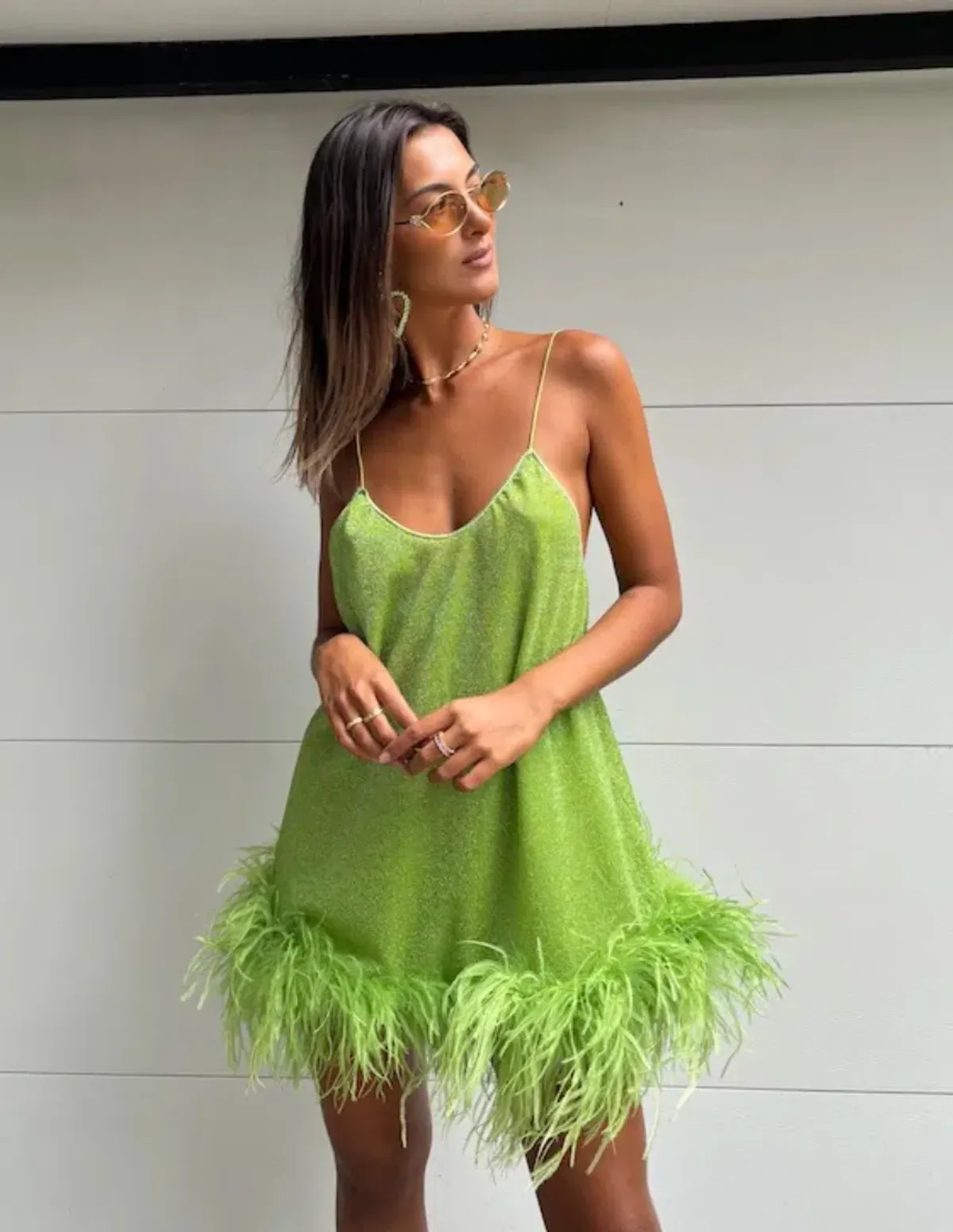 Oséree Lumière Plumage Short Dress Lime Size 6 - Image 2