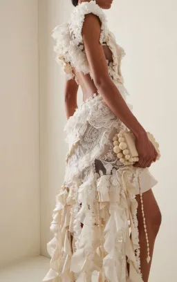  Zimmermann Wonderland Lace Frill Mini Dress Cream Size 0/ AU 8 for rent on The Volte - image 3