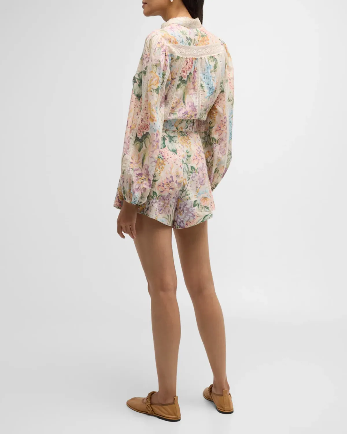 Zimmermann The Halliday Tuck Short in Multi Watercolour Floral Size 0 / AU 8  - Image 3