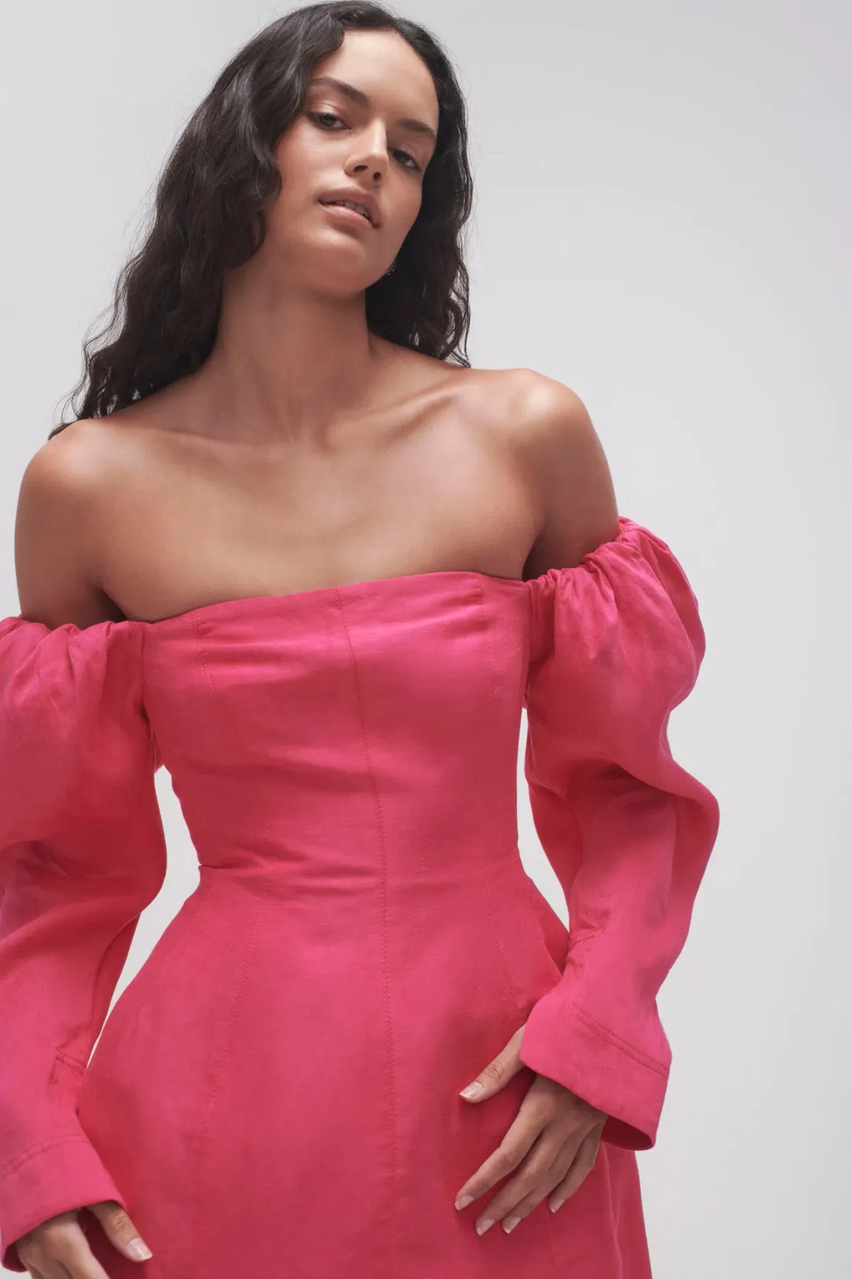 Aje Baret Sleeved Mini Dress Hot Pink Size 8 - Image 2