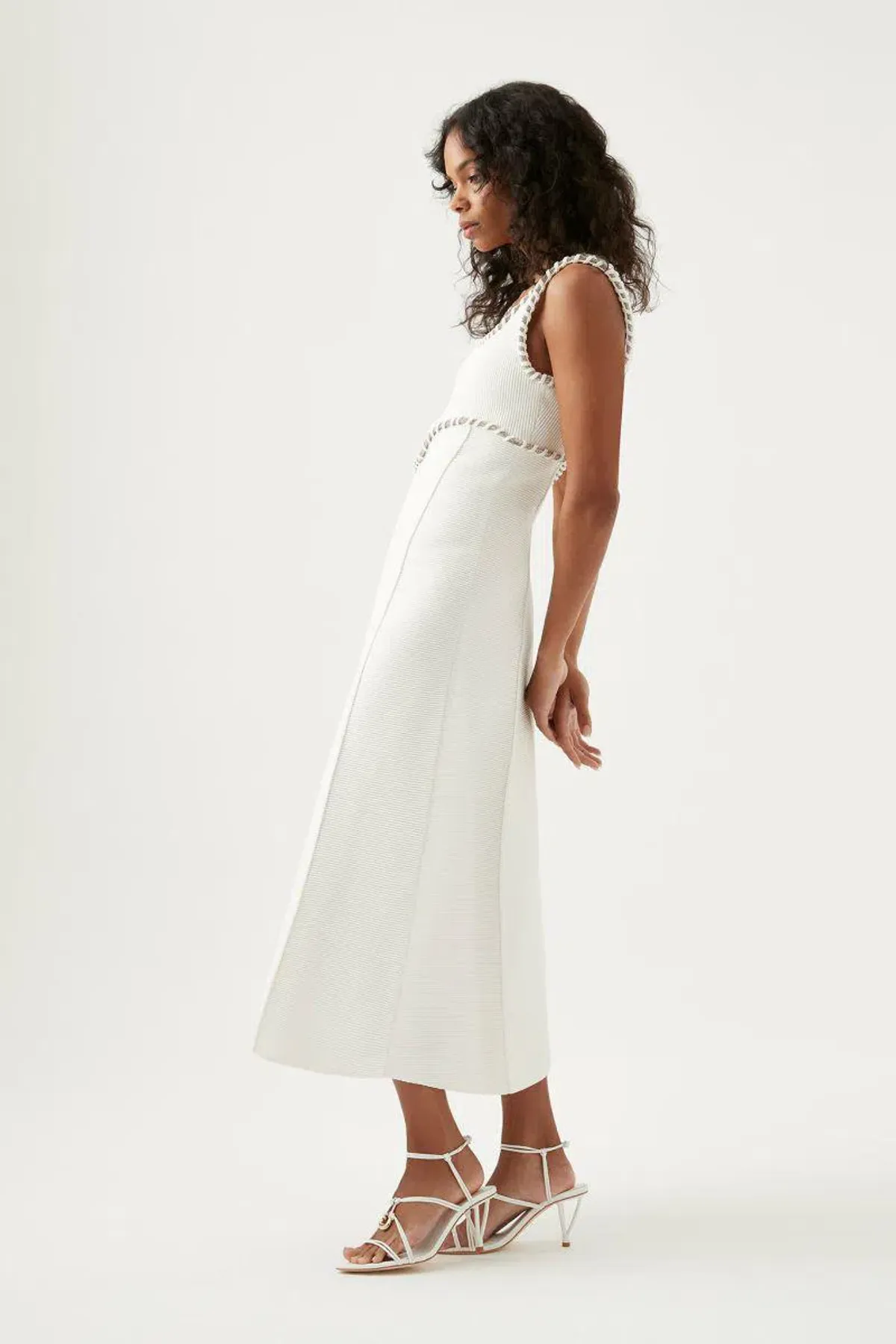 Aje Carve Abstract Knit Midi Dress Ivory Size M / AU 10 - Image 2