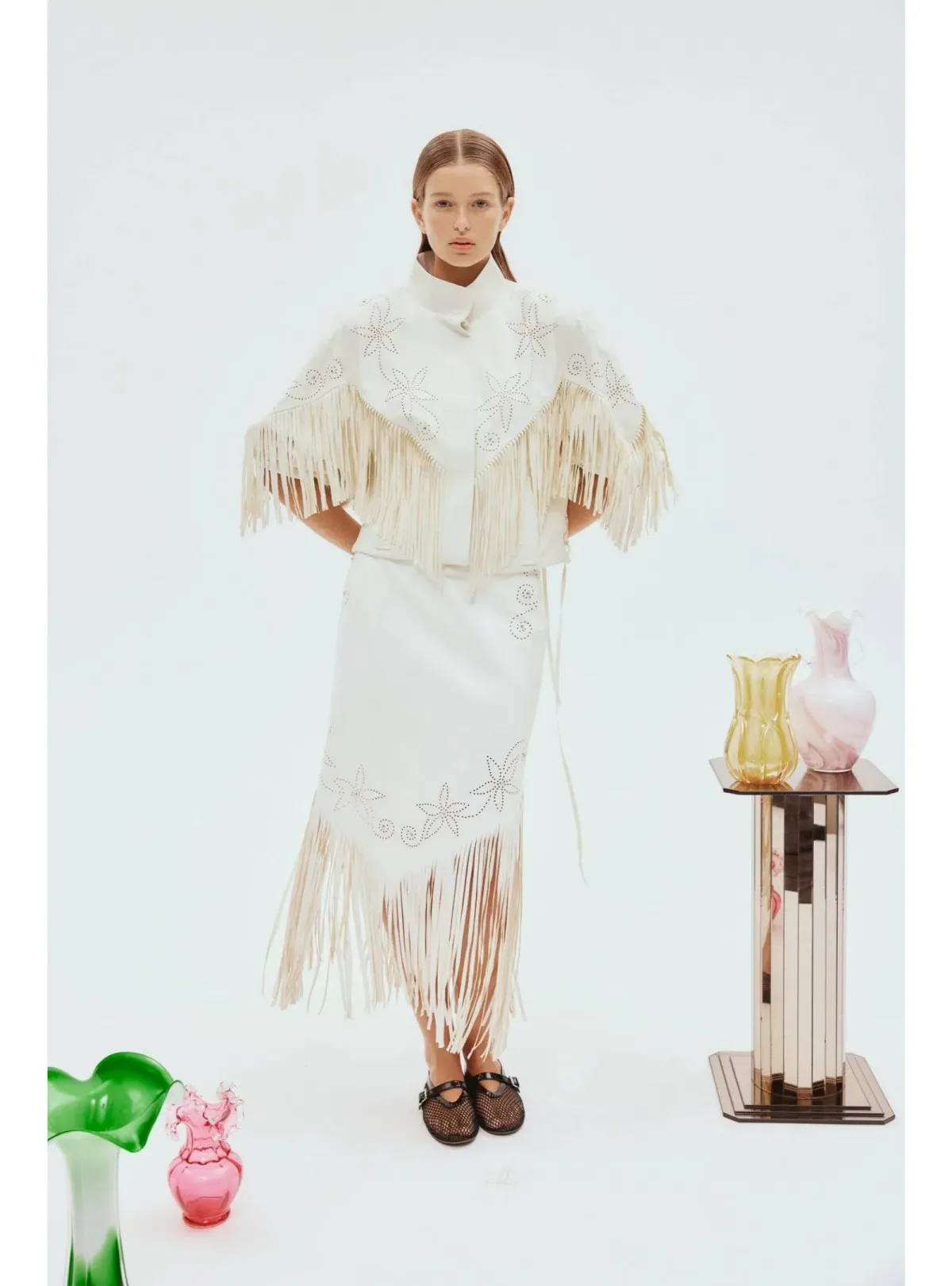 Alemais Barbara Fringe Jacket Cream Size AU 10 - Image 1