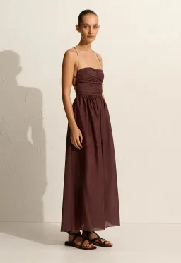 Matteau Gathered Lace Up Dress Brown Size 1/ AU 6 for rent on The Volte - image 3
