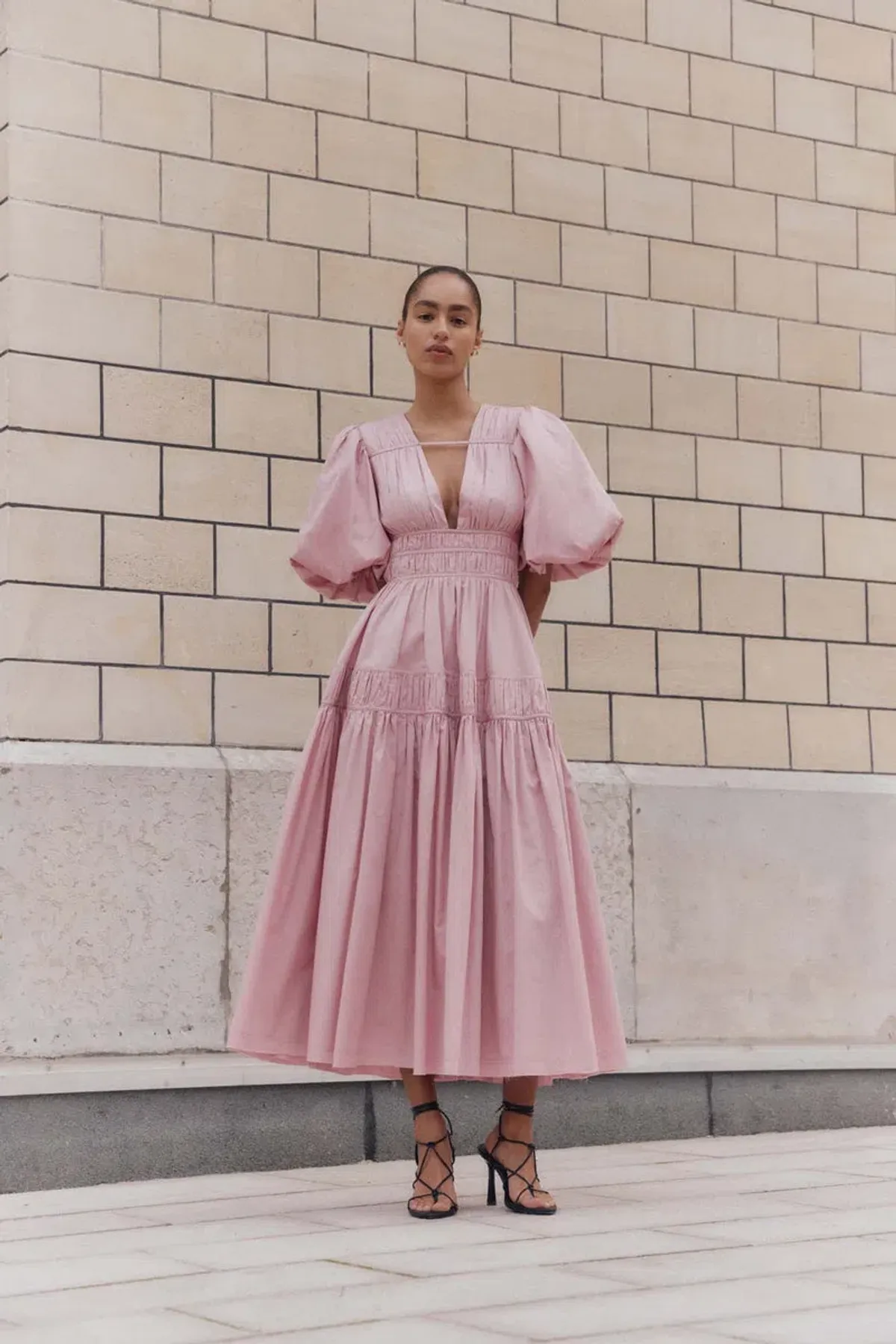 Aje Fallingwater Midi Dress Chalk Pink Size 12 - Image 1