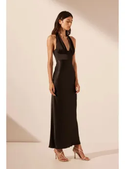 Shona Joy La Lune Plunged Halter Midi Dress Black Size AU 14 for rent on The Volte - image 3