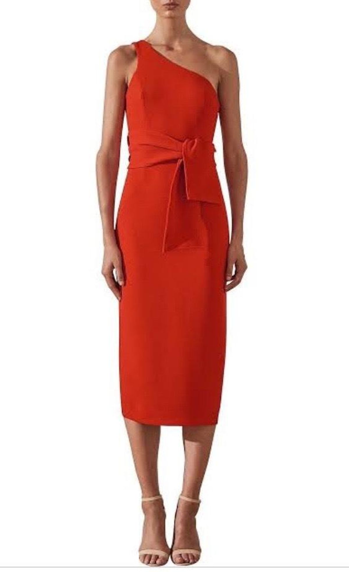 Shona Joy Bryant One Shoulder Midi with Belt Red 8 - Image 1