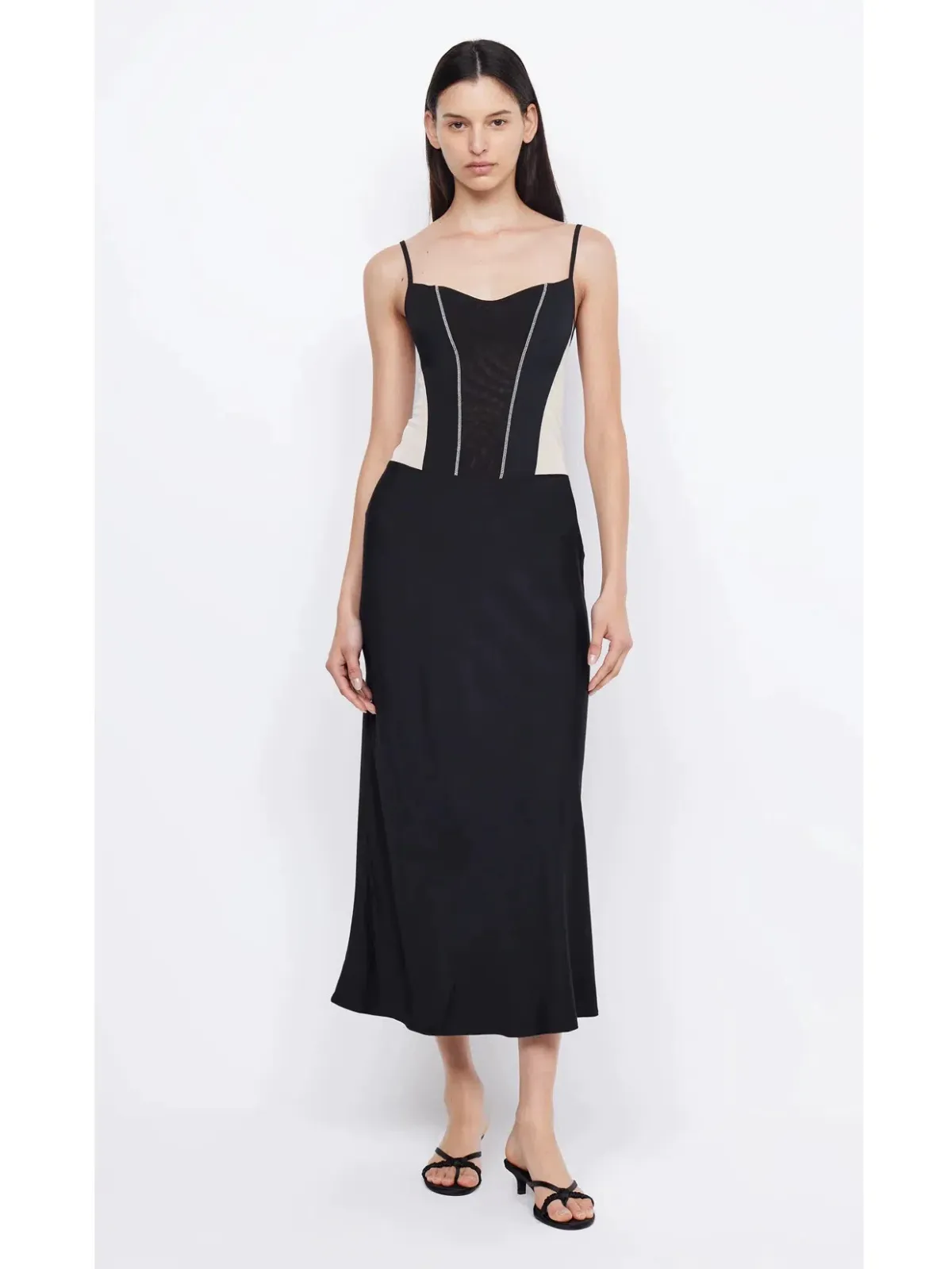 Bec & Bridge Dex Corset Spaghetti Strap Patchwork Dress Black Size 6 - Image 1