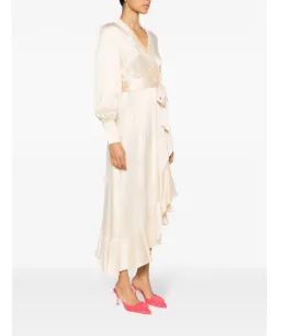 Zimmermann Silk Wrap Midi Dress Beige Size 1 / AU 10 for rent on The Volte - image 2