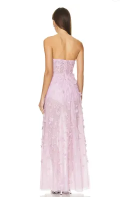 BCBGMAXAZRIA Poppy Strapless Floral Applique Gown Lilac Size 8 for rent on The Volte - image 2