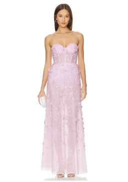 BCBGMAXAZRIA Poppy Strapless Floral Applique Gown Lilac Size 8 for rent on The Volte - image 1