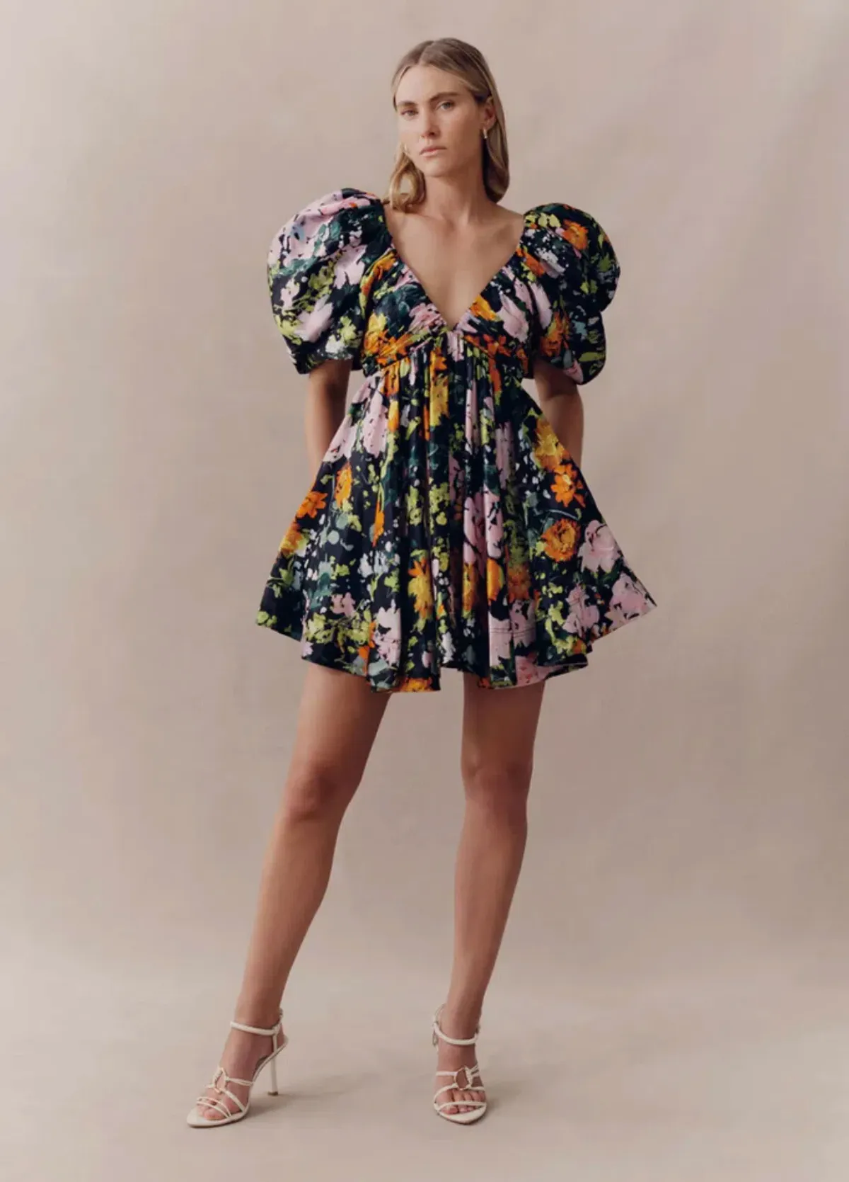 Aje Gabrielle Plunge Mini Dress Midnight Floral Size 8 - Image 4
