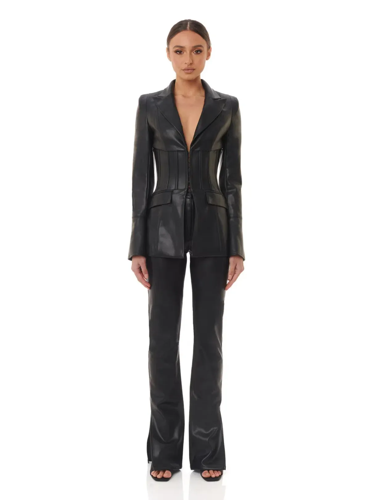 Eliya The Label Kirstin Vegan Leather Blazer Black Size XS / AU 6 - Image 1