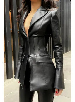 Eliya The Label Kirstin Vegan Leather Blazer Black Size XS / AU 6 for rent on The Volte - image 3