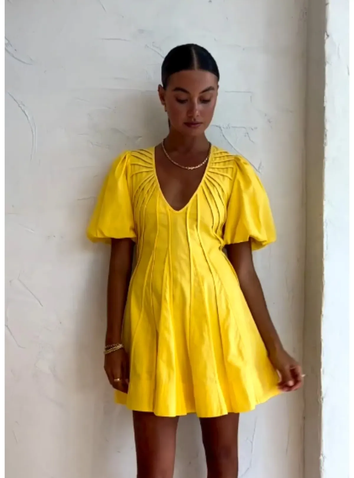 By Nicola Pineapple Mini Dress in Yellow Size AU 8 - Image 3